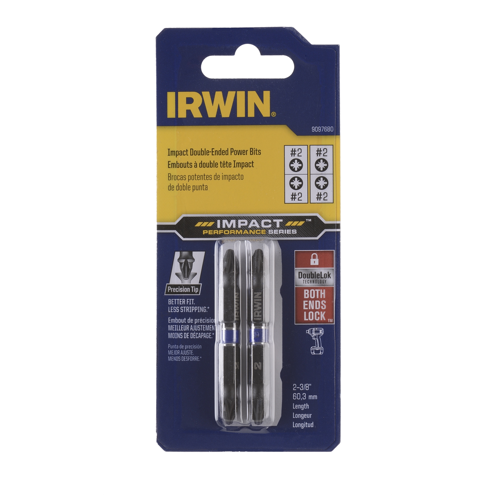 Irwin 50mm PH2 x PZ2 Impact Double Ended Screwdriver Bits - 2 Pack