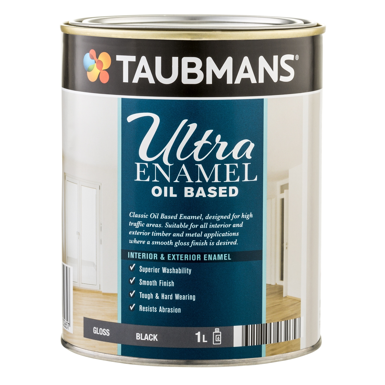 Taubmans Ultra Enamel 1L Black Gloss Oil Based Enamel
