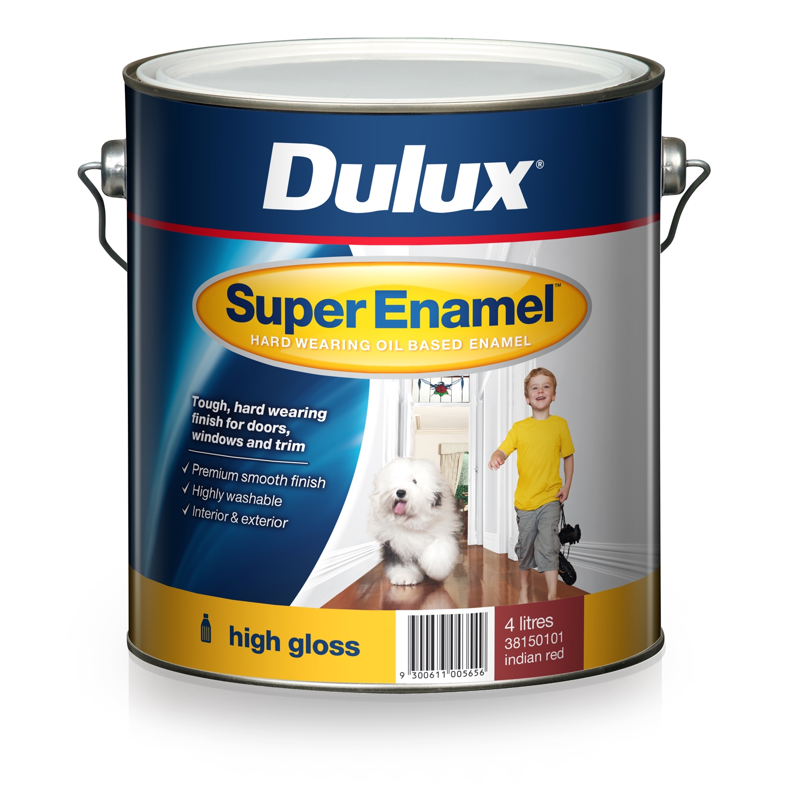 Dulux Super Enamel 4L High Gloss Indian Red Enamel Paint