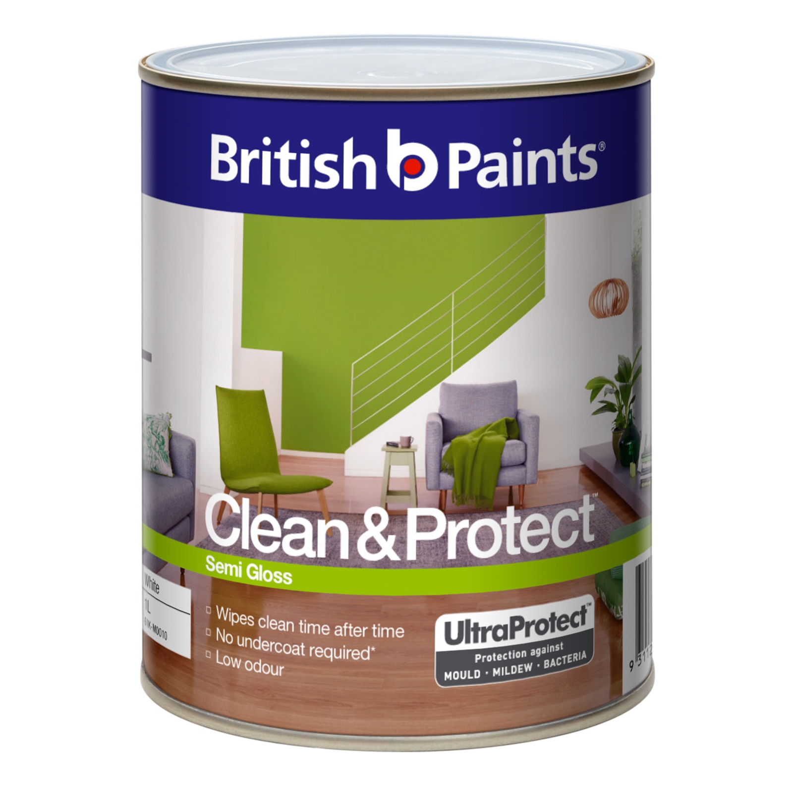 British Paints Clean & Protect 1L Semi Gloss White Interior Paint