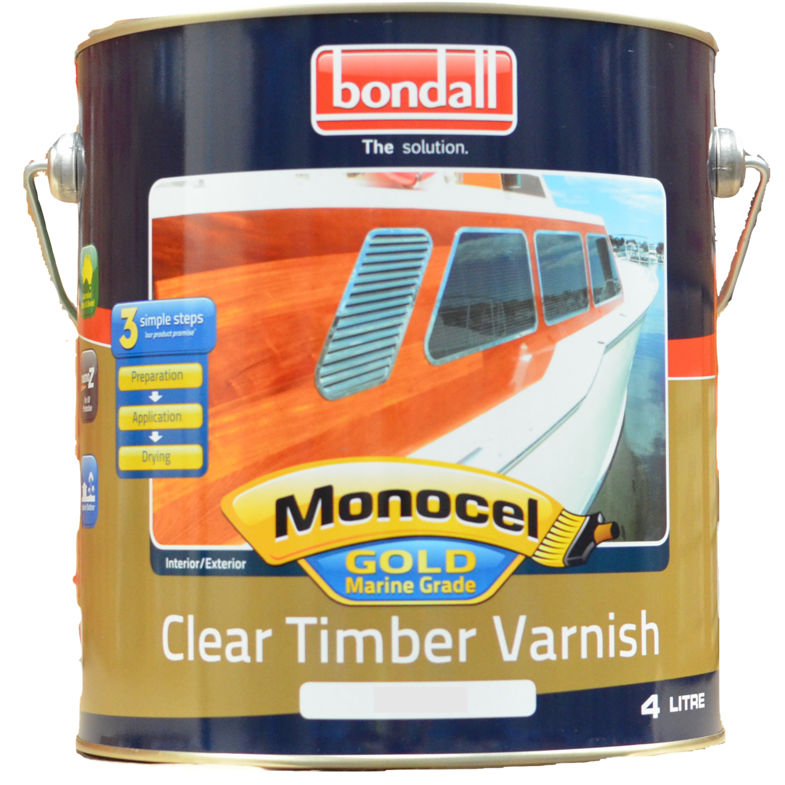 Bondall 4L Gloss Monocel Gold Marine Clear Timber Varnish
