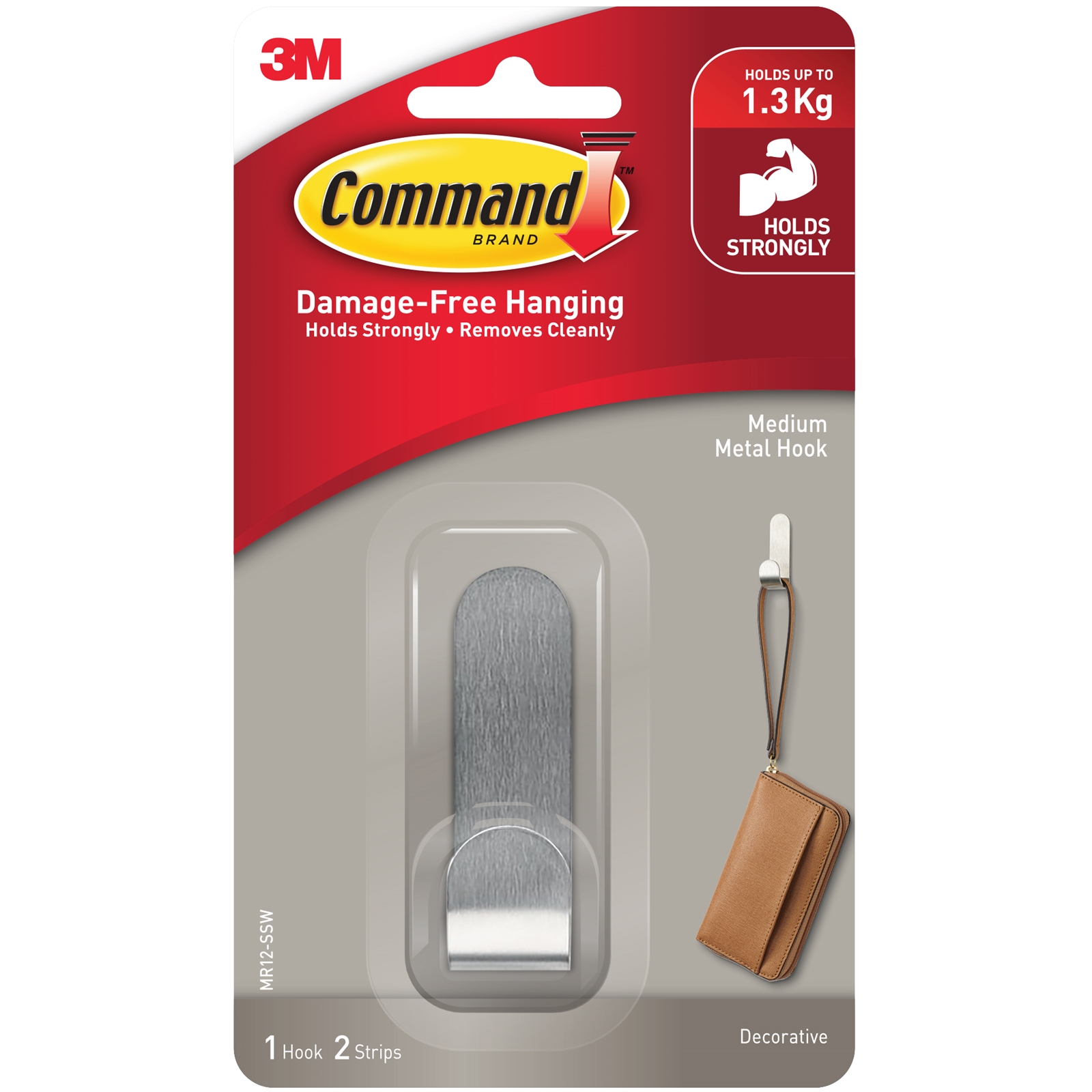 Command Medium Modern Metal Hook 1 Pack Bunnings Warehouse