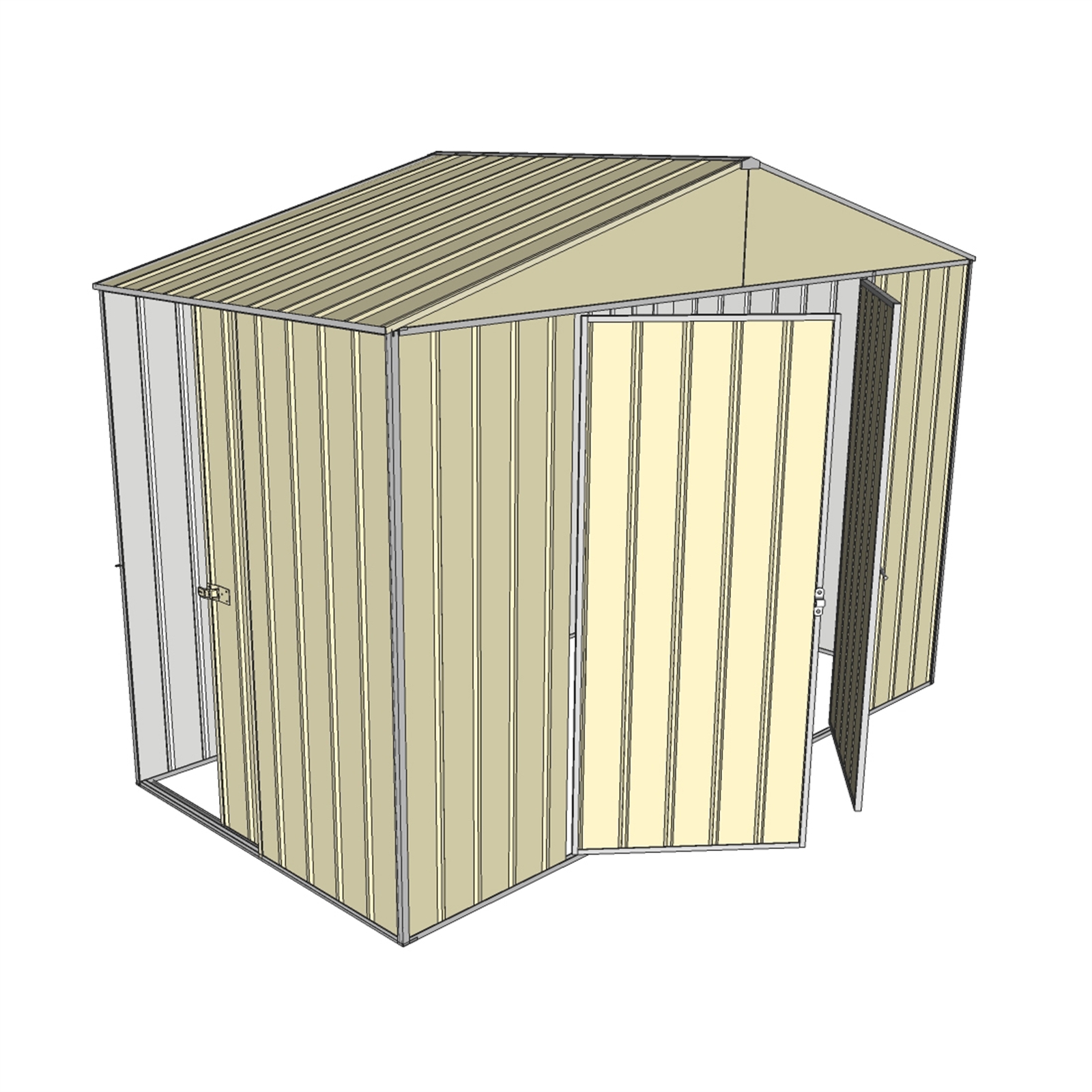 Build-a-Shed 3.0 x 2.3 x 1.5m Cream Double Hinge and Single Sliding Door Narrow Shed