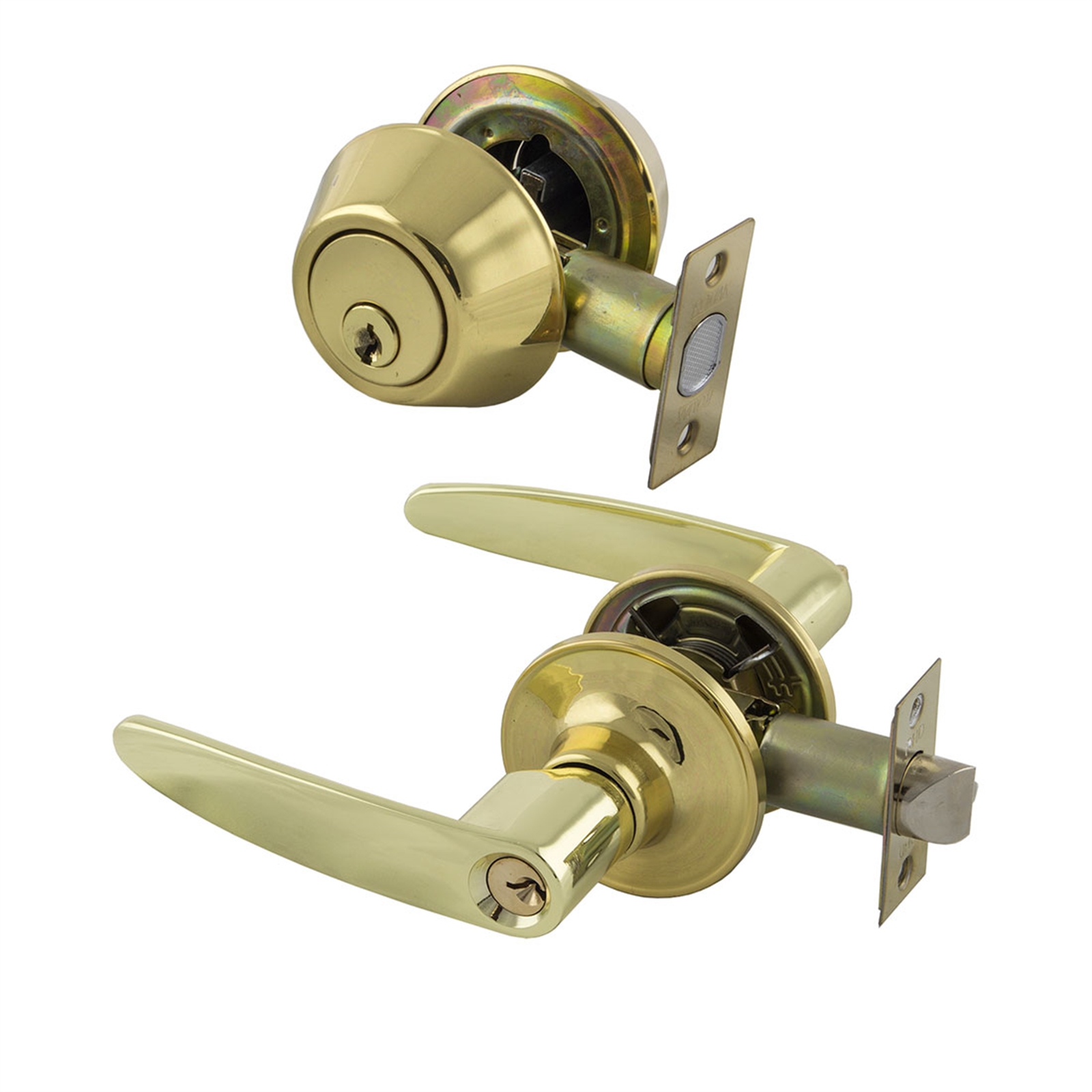 Ikonic Polished Brass Isabella Lever and Deadbolt Combo Set