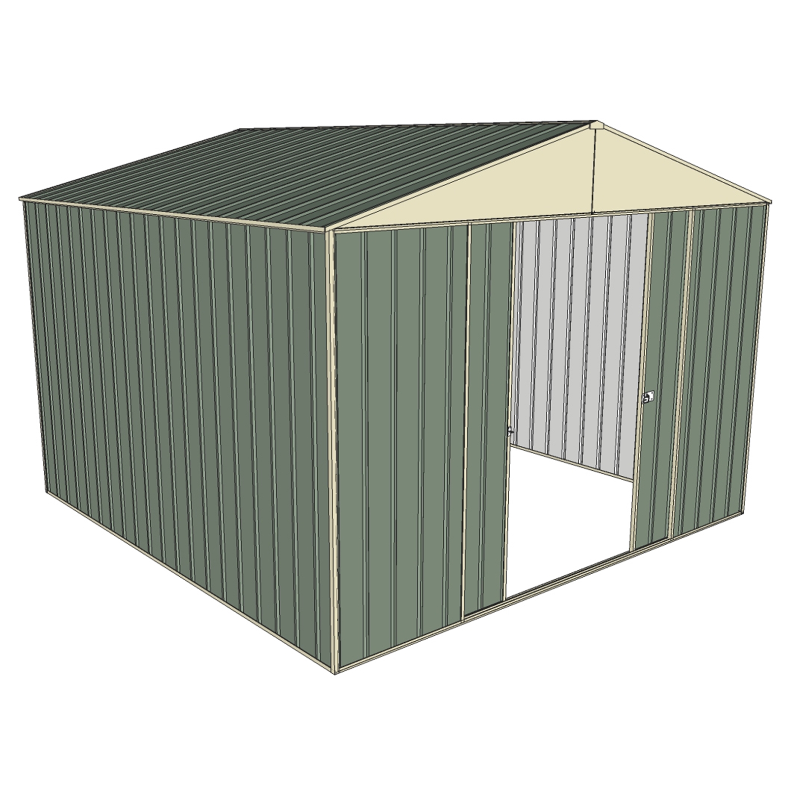 Build-a-Shed 3.0 x 3.0m Green Double Sliding Door Shed