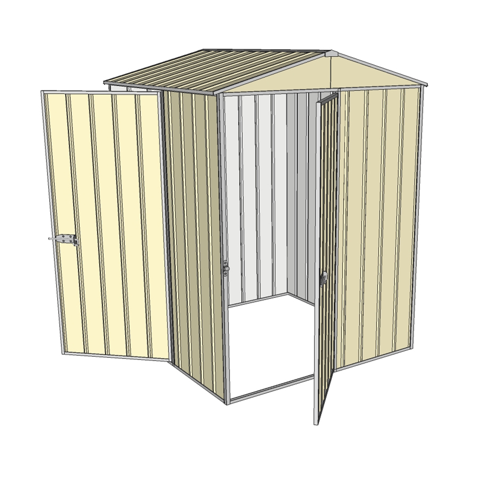 Build-a-Shed 1.5 x 2.3 x 1.5m Cream Front Gable Two Single Hinged Doors Shed