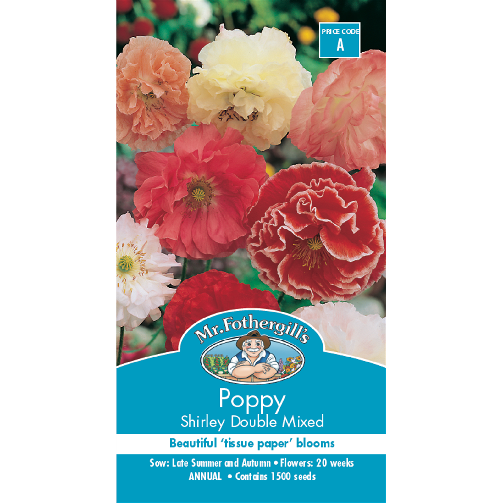 Mr Fothergill's Poppy Shirley Double Mixed Flower Seeds