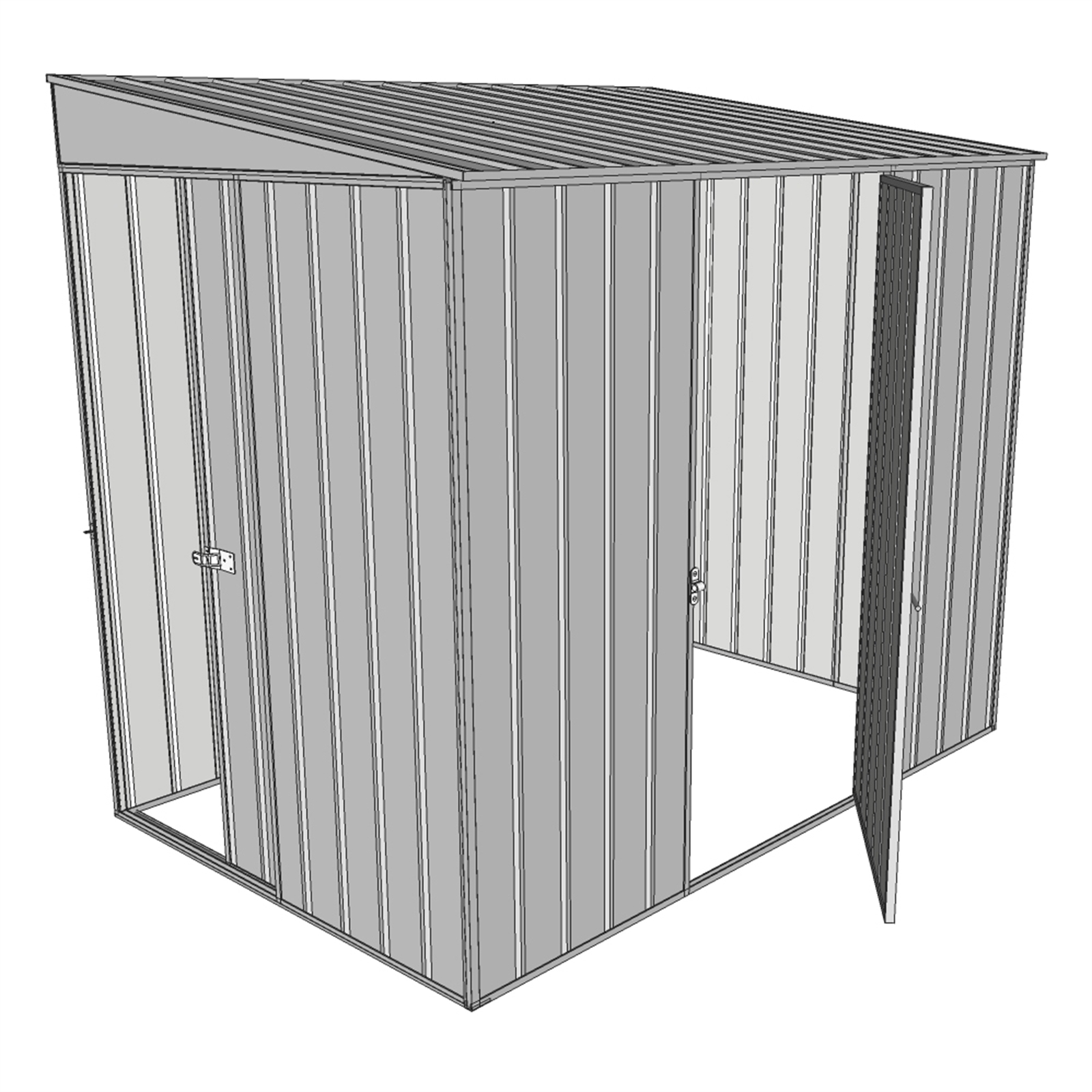 Build-a-Shed 2.3 x 1.5m Zinc Skillion Dual Door Narrow Shed