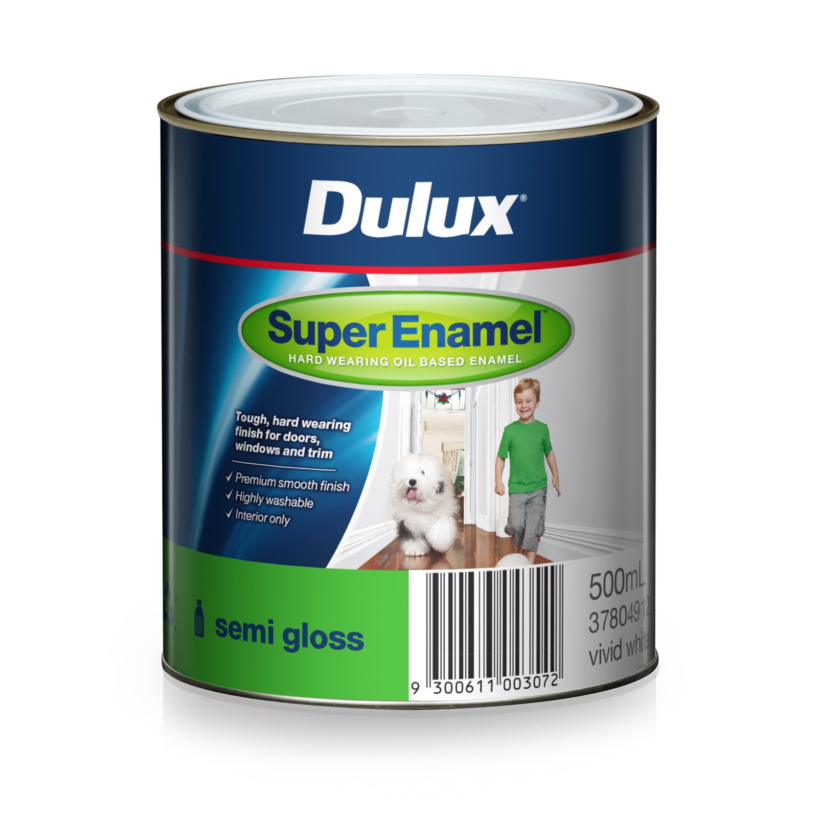 Dulux Super Enamel 500ml Semi Gloss vivid White Enamel Paint