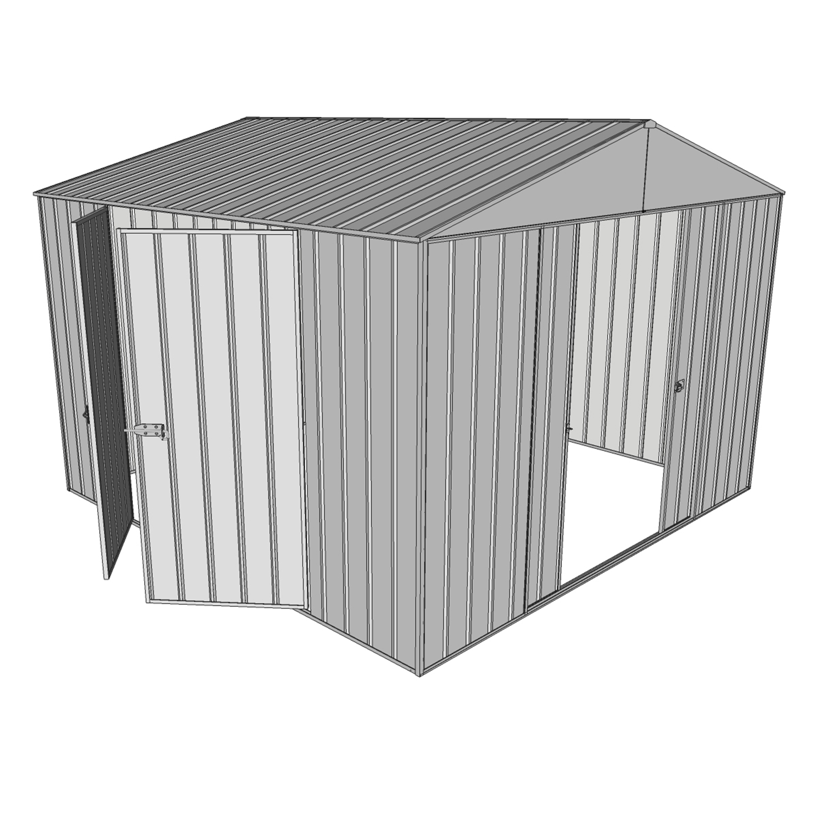 Build-a-Shed 3.0 x 2.3 x 3.0m Zinc Double Sliding and Double Hinge Door Shed