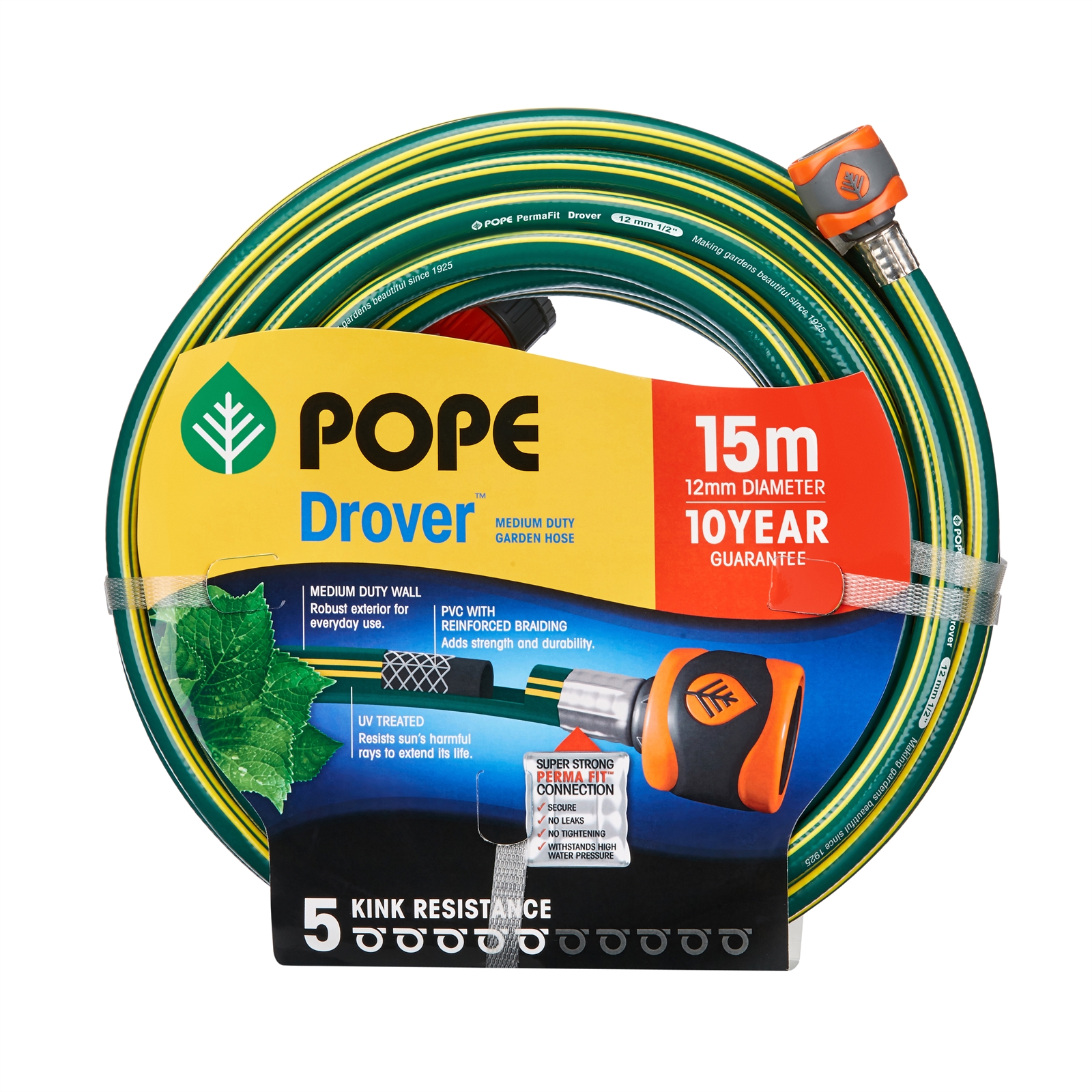 Pope 12mm x 15m Drover Fitted Garden Hose