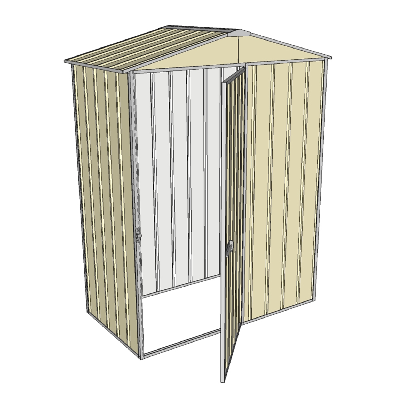 Build-a-Shed 1.5 x 2.3 x 0.8m Cream Front Gable Single Hinged Door Narrow Shed