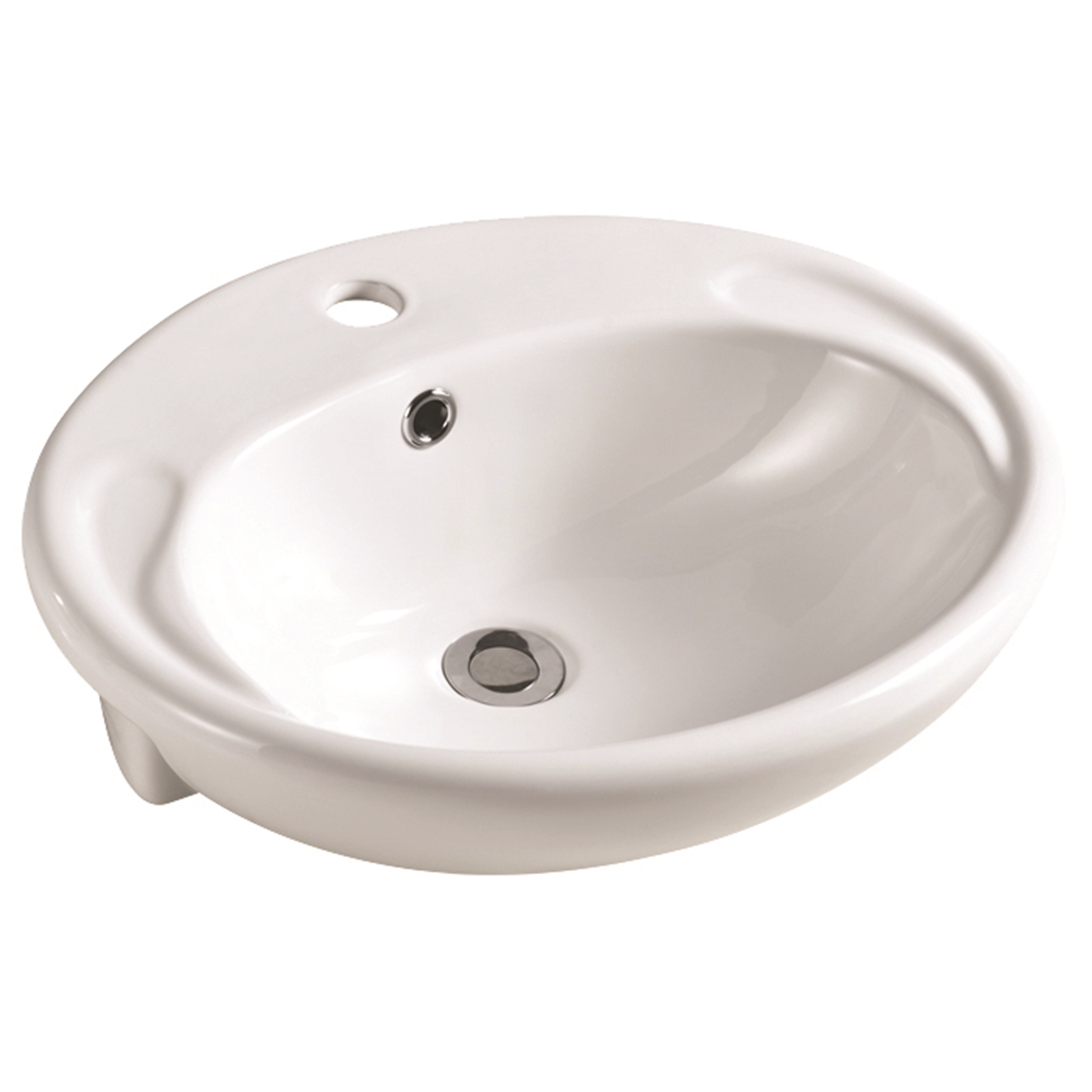 Everhard 1TH Virtue Oval Semi Recessed Basin with Chrome Pop Up Waste