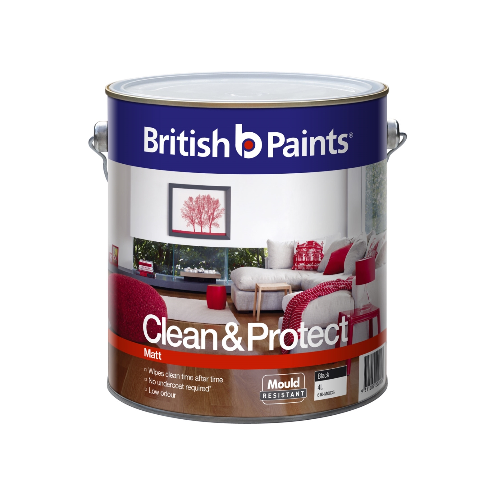 British Paints 4L Clean & Protect Matt Black Interior Paint