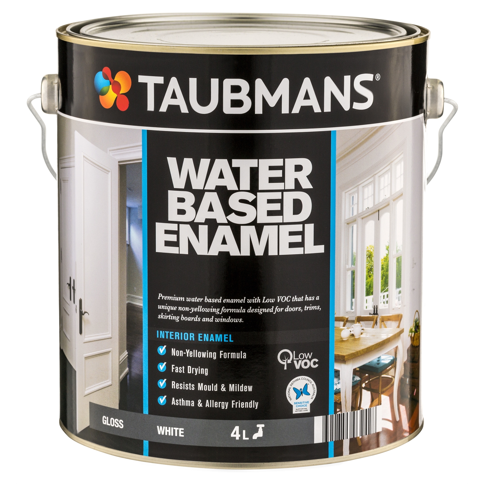 Taubmans 4L White Gloss Water Based Enamel