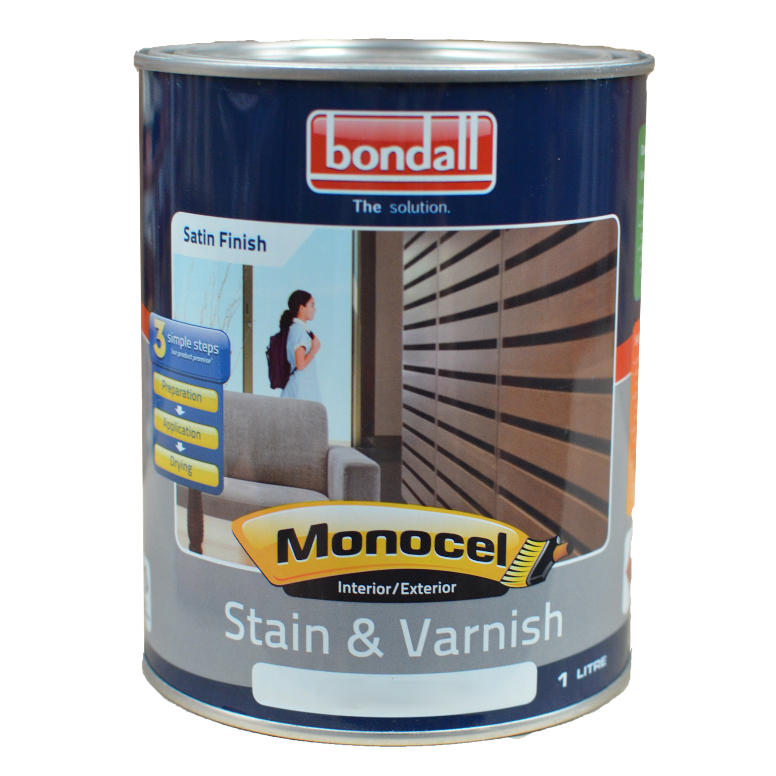 Bondall 1L Black Monocel Satin Stain And Varnish