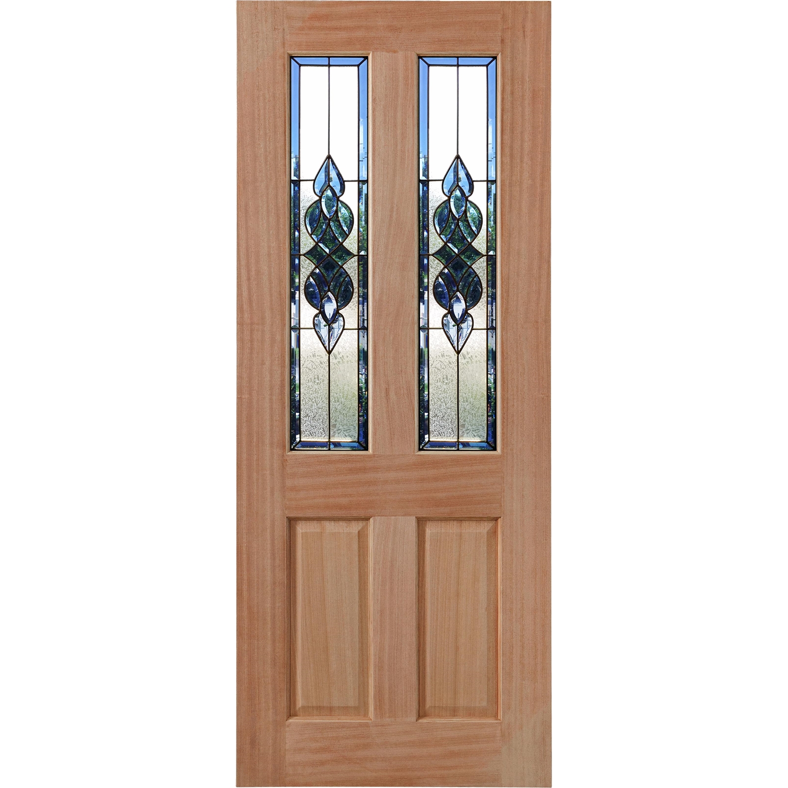 Woodcraft Doors 2040 x 820 x 40mm Cass Entrance Door With Blue Bevelled Glass