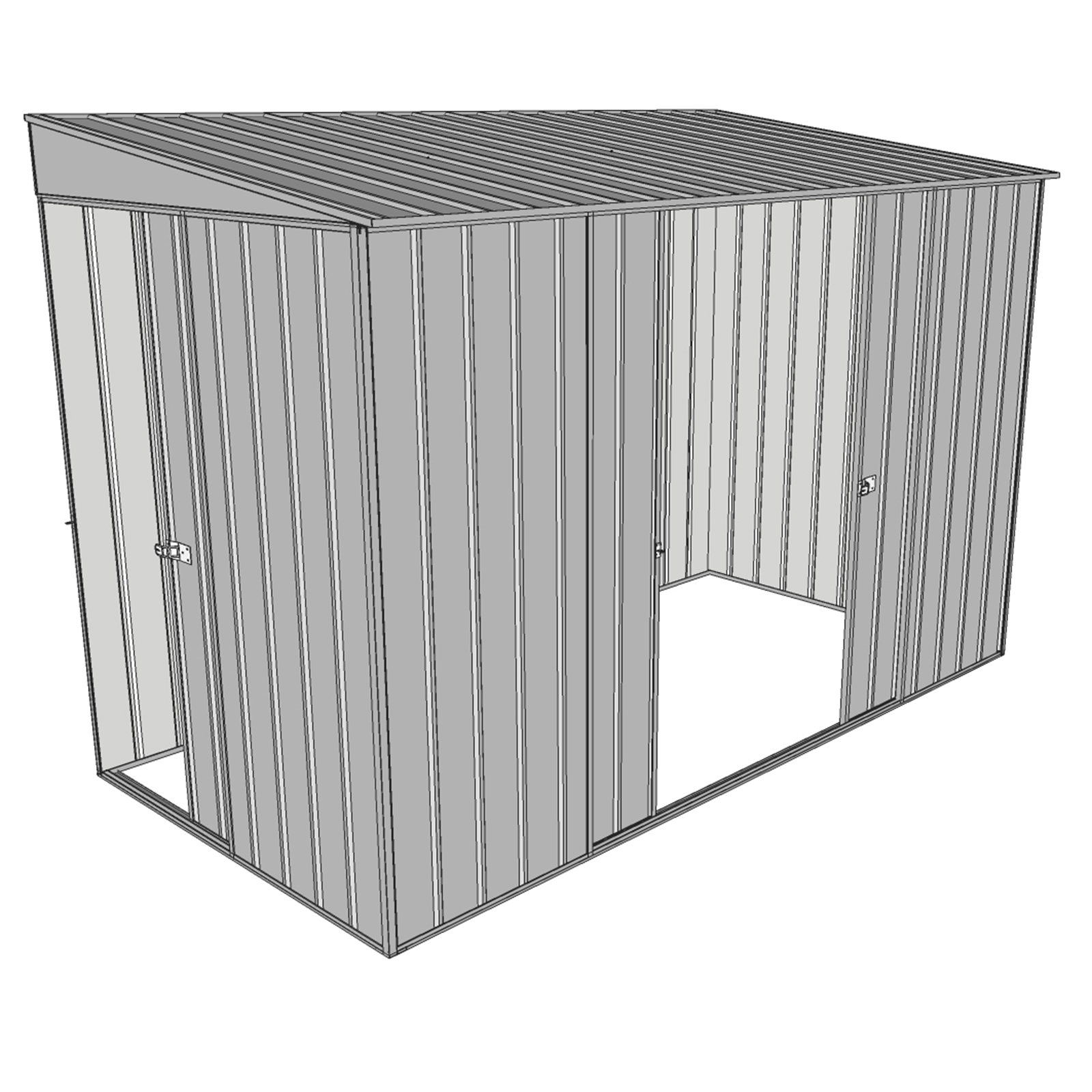 Build-a-Shed 3.0 x 1.5m Zinc Triple Sliding Door Narrow Skillion Shed