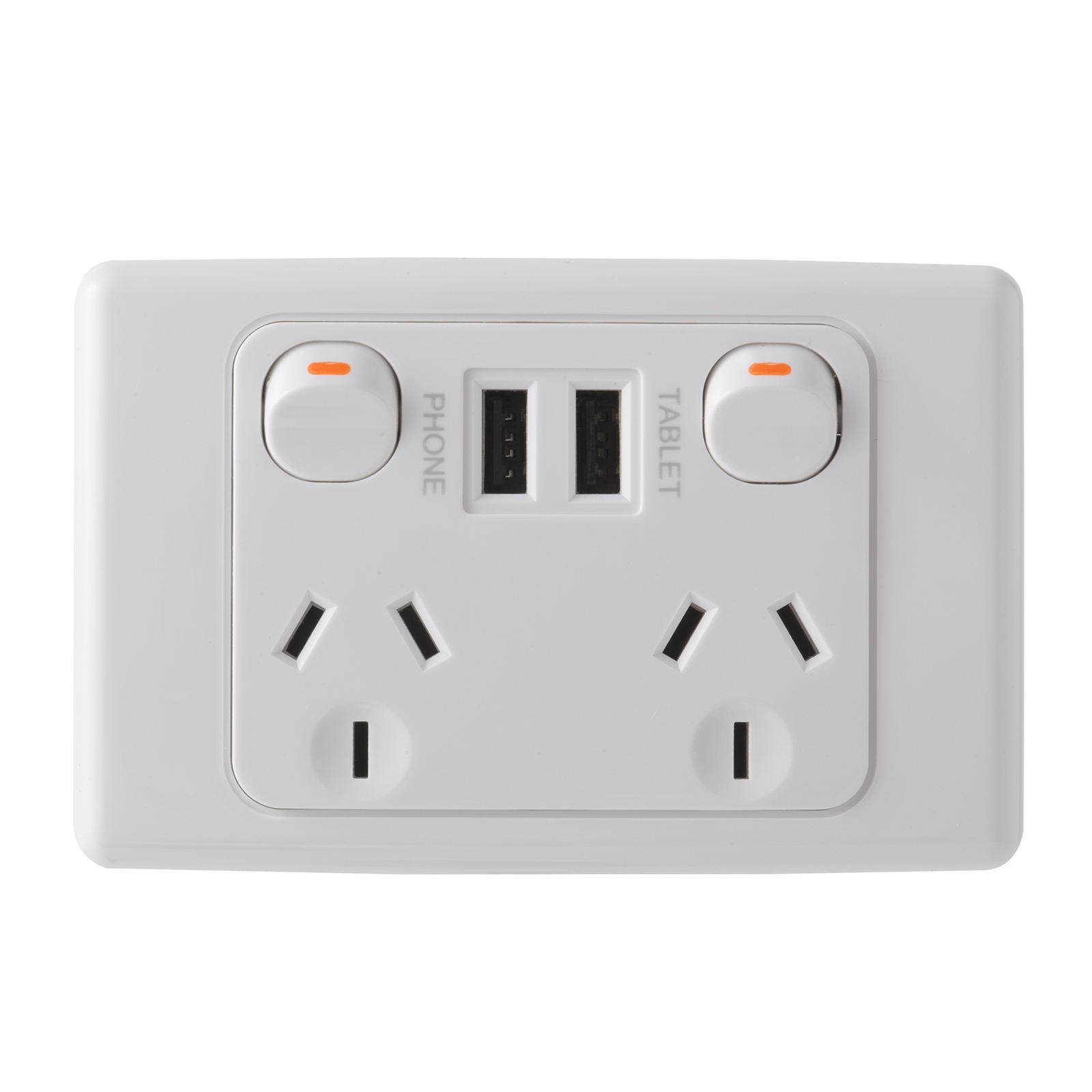 Double Powerpoint USB & 240 Volt - Wall Plate - Charges ... phone outlet wiring australia 