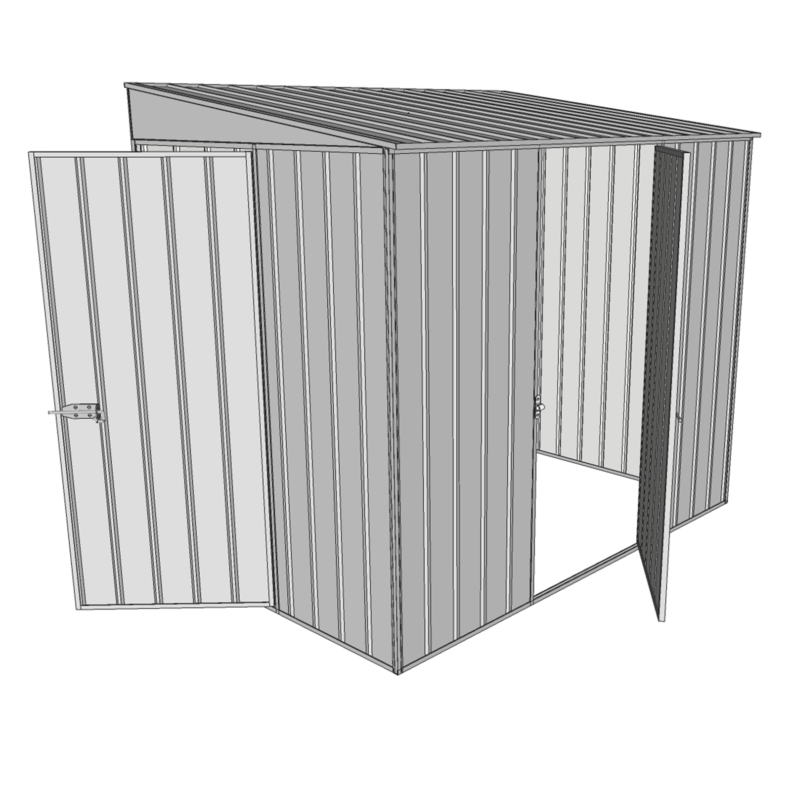 Build-a-Shed 2.3 x 1.5m Zinc Skillion Two Single Hinged Doors Narrow Shed