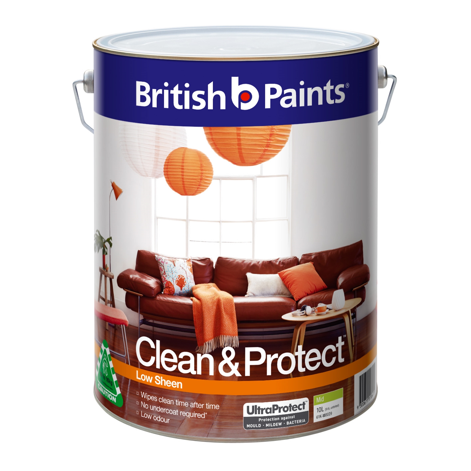 British Paints Clean & Protect 10L Low Sheen Mid Interior Paint