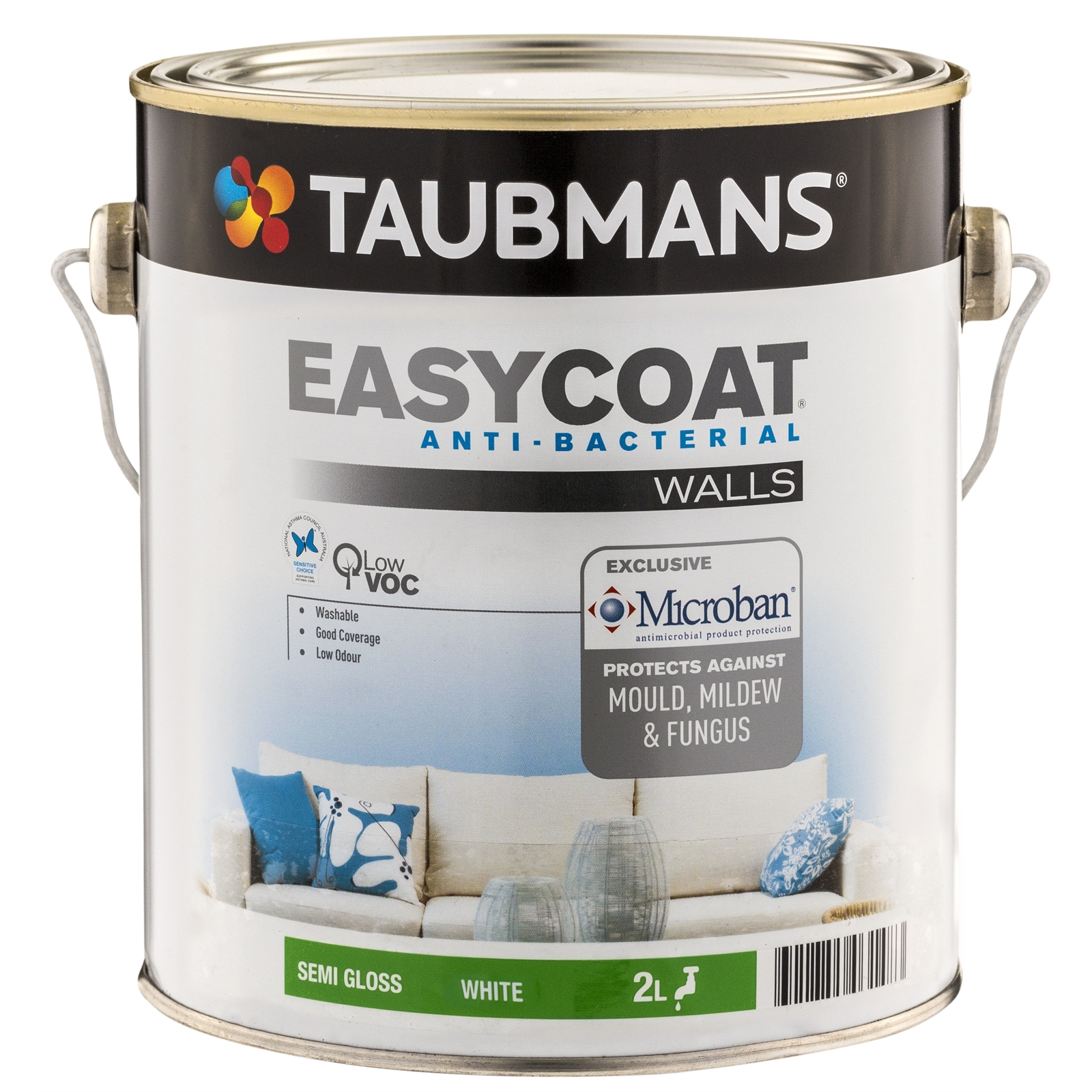 Taubmans Easycoat 2L White Interior Walls Semi Gloss Paint