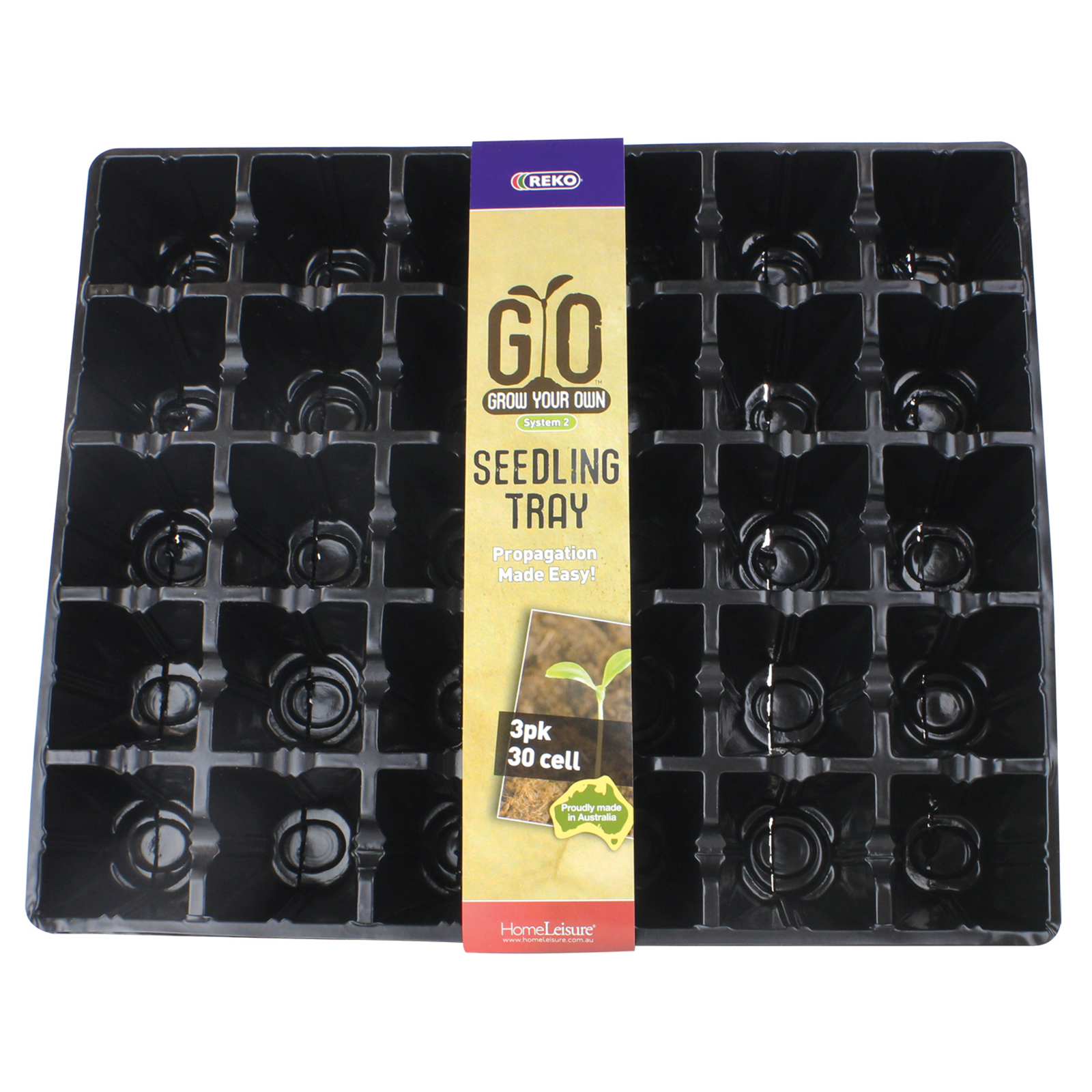 REKO GYO Black 30-Cell Grow Your Own Seedling Tray - 3 Pack
