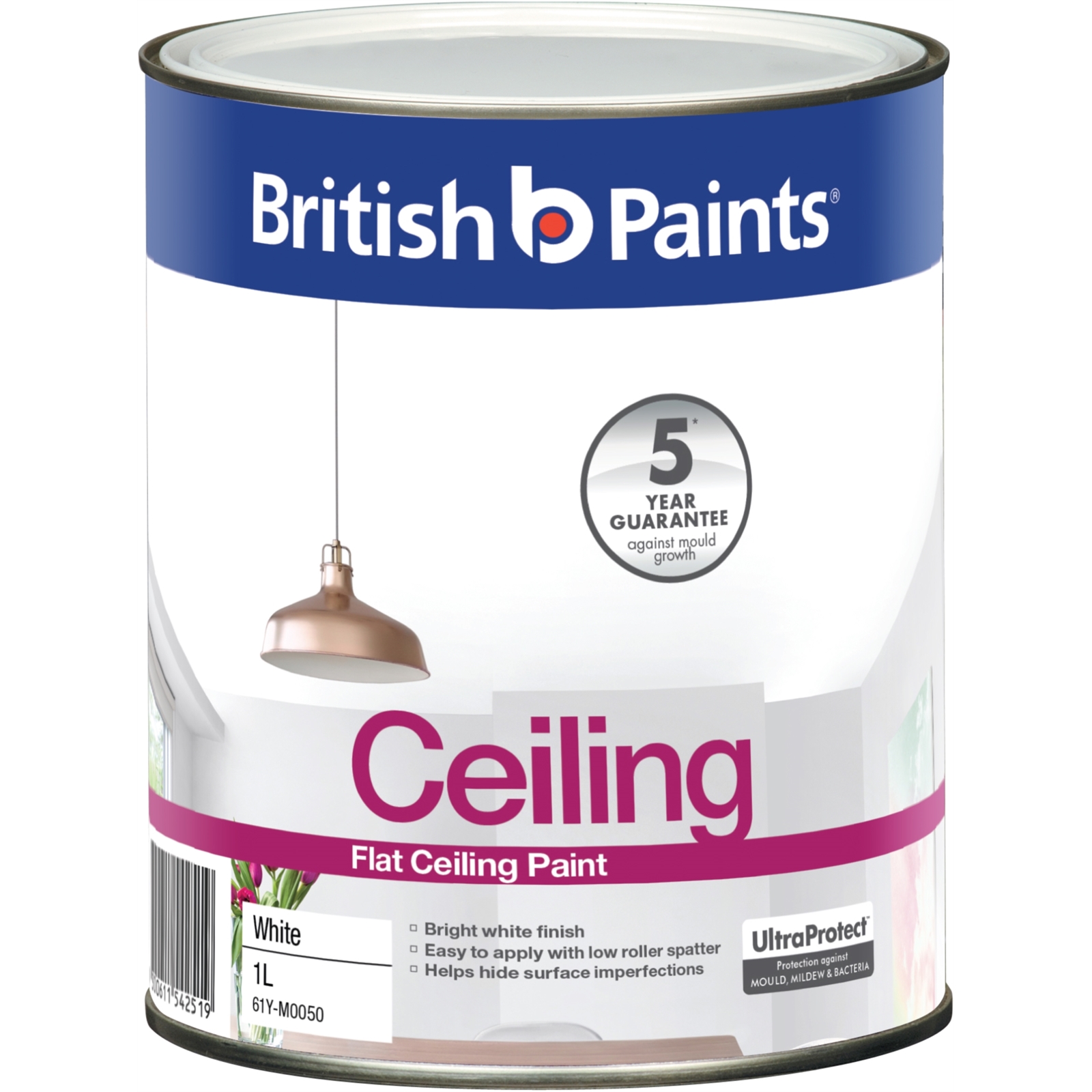 British Paints 1L White Flat Ceiling Paint