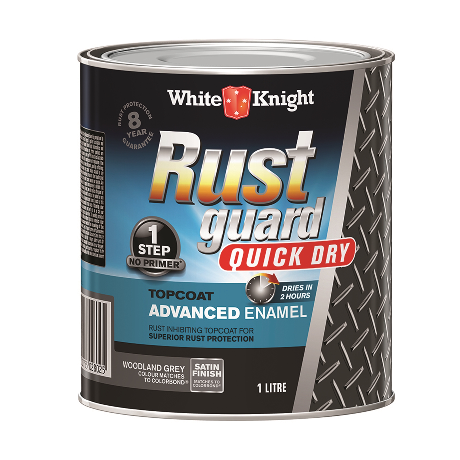 White Knight 1L Rust Guard Quick Dry Advanced Enamel Satin Woodland Grey