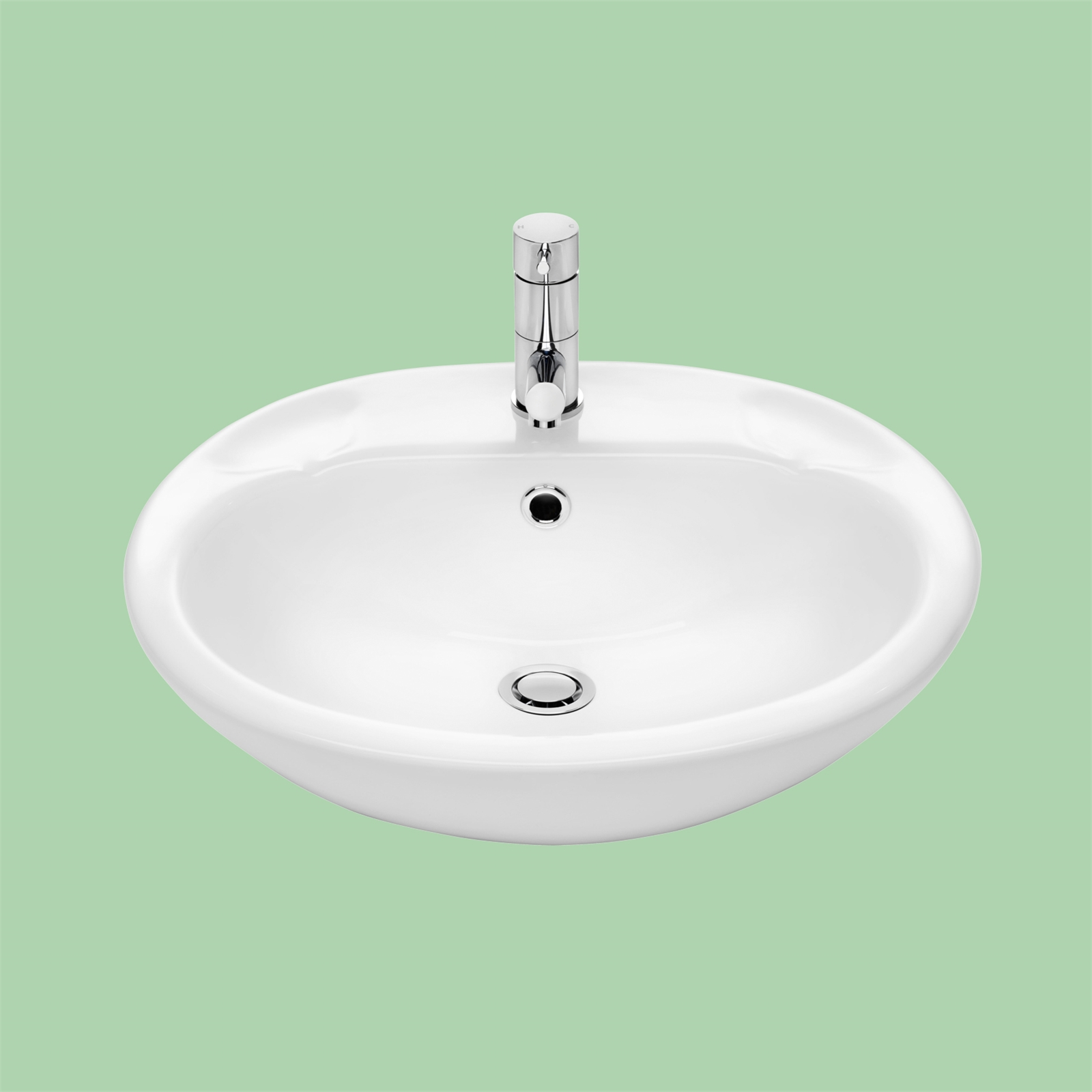 Stylus White Symphony Semi Recessed Vanity Basin with 1 Tap Hole