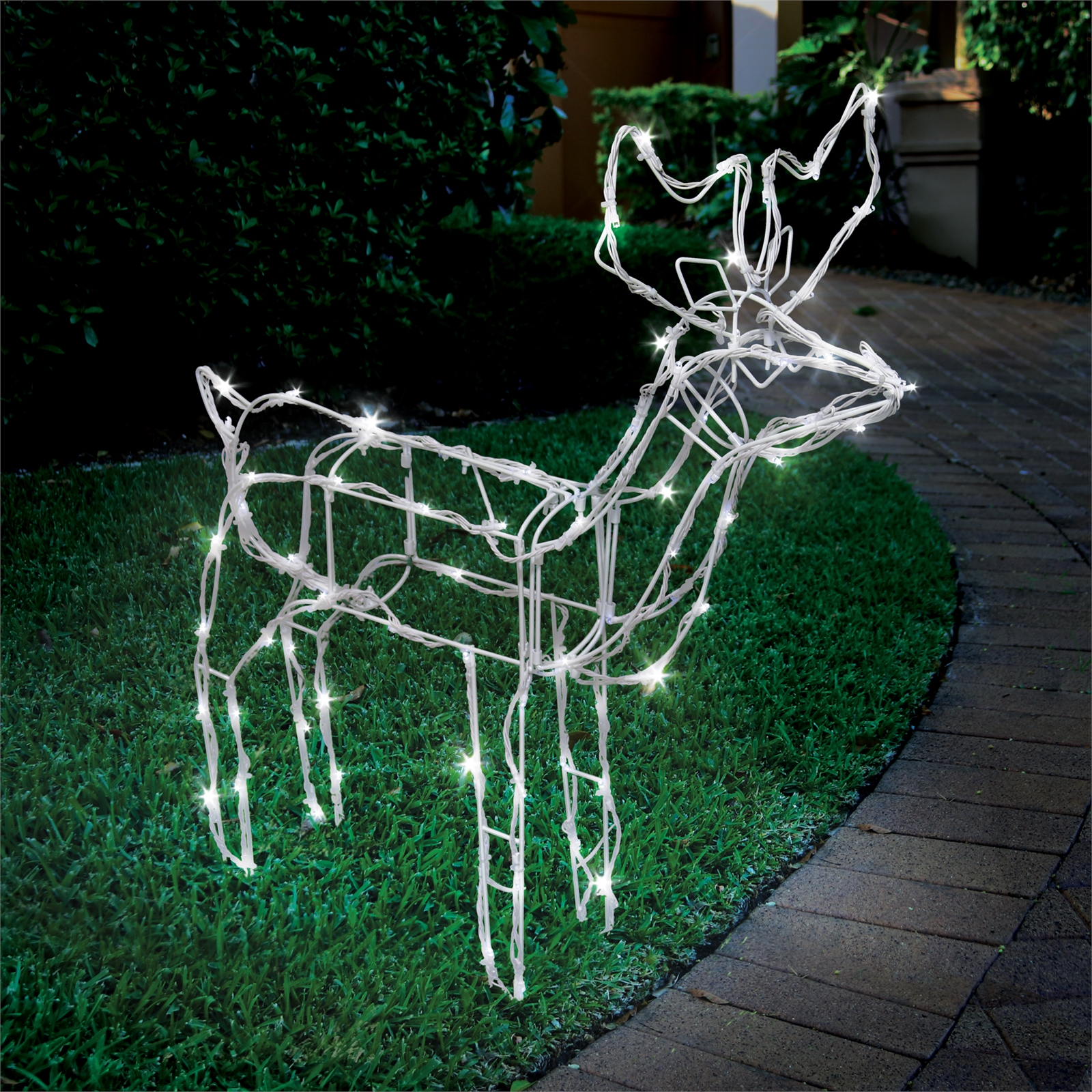 Lytworx Solar 100 LED White Standing Reindeer Light