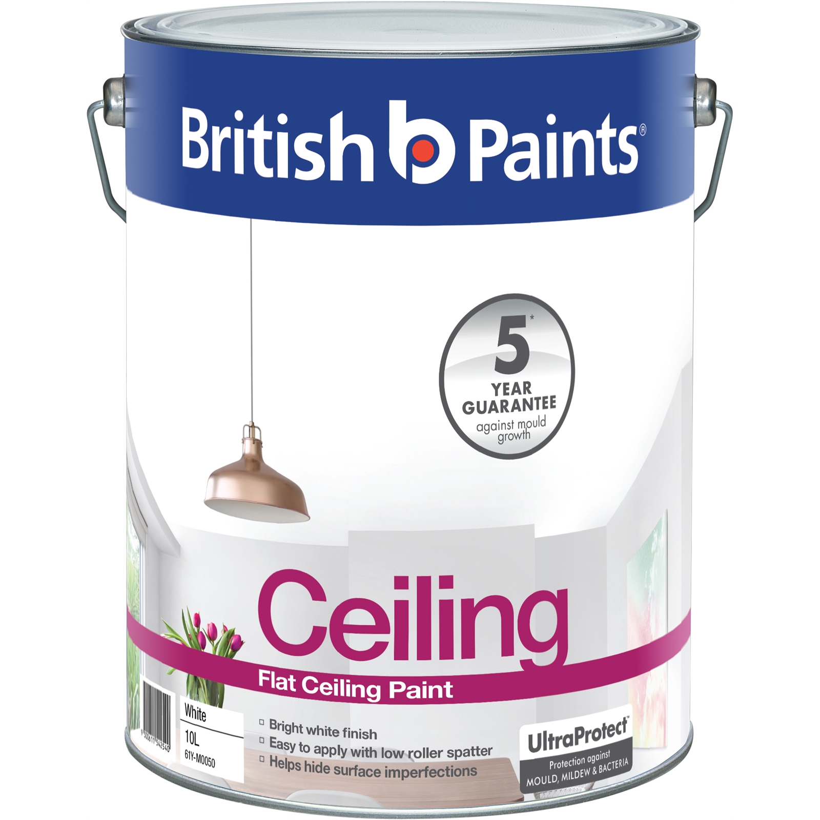 British Paints 10L Flat White Ceiling Paint