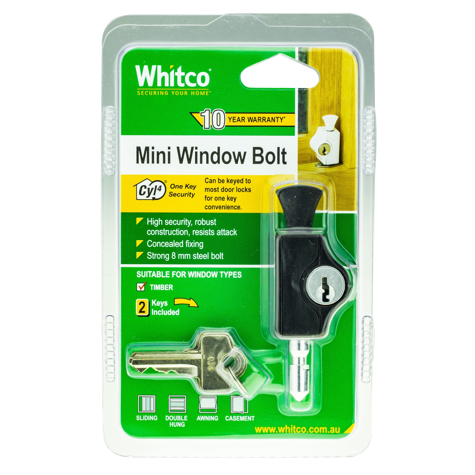 Whitco Black CYL4 Mini Bolt Lock