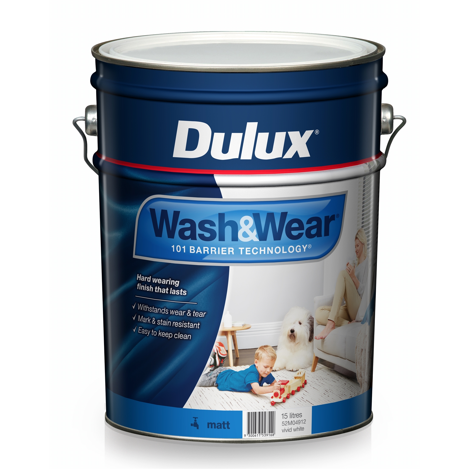 Dulux Wash&Wear 15L Vivid White Matt Paint
