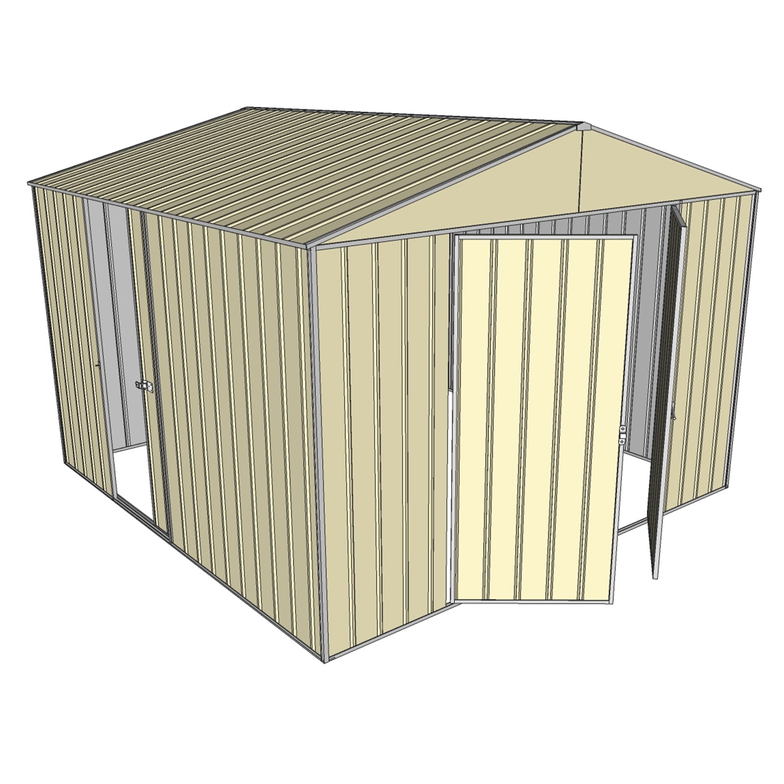 Build-a-Shed 3.0 x 2.3 x 3.0m Cream Double Hinge and Single Sliding Door Shed