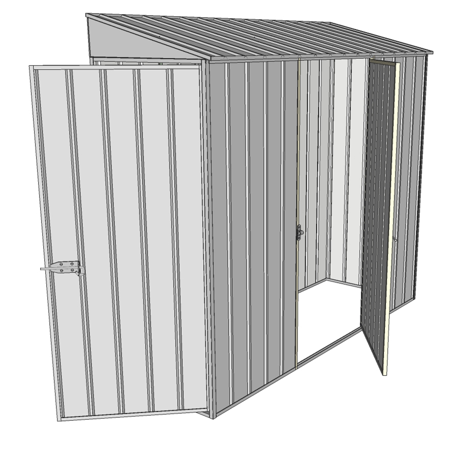 Build-a-Shed 2.3 x 2.0 x 0.8m Zinc Skillion Two Single Hinged Doors Narrow Shed