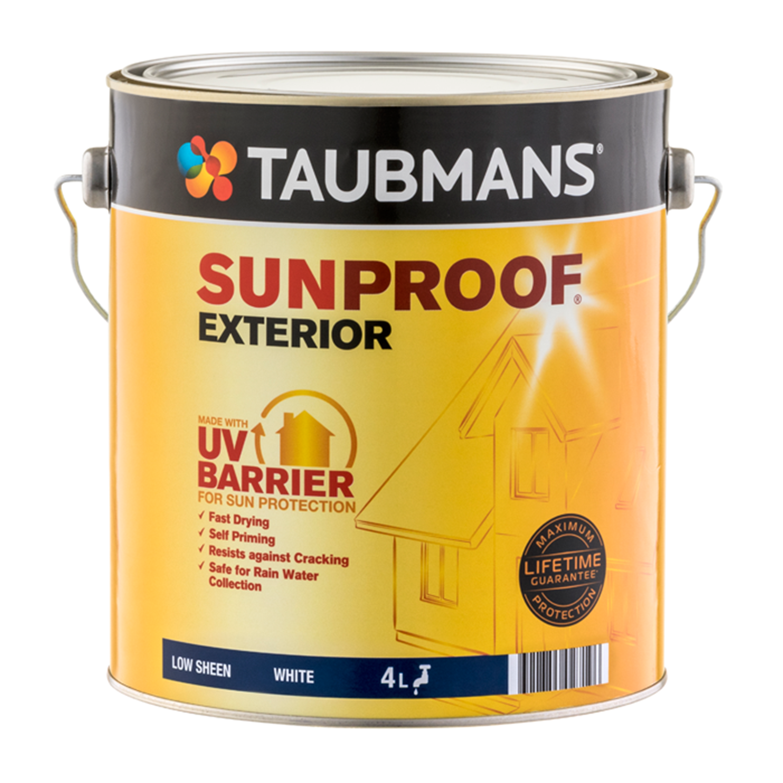 Taubmans 4L Low Sheen White Sunproof Exterior Paint BPI