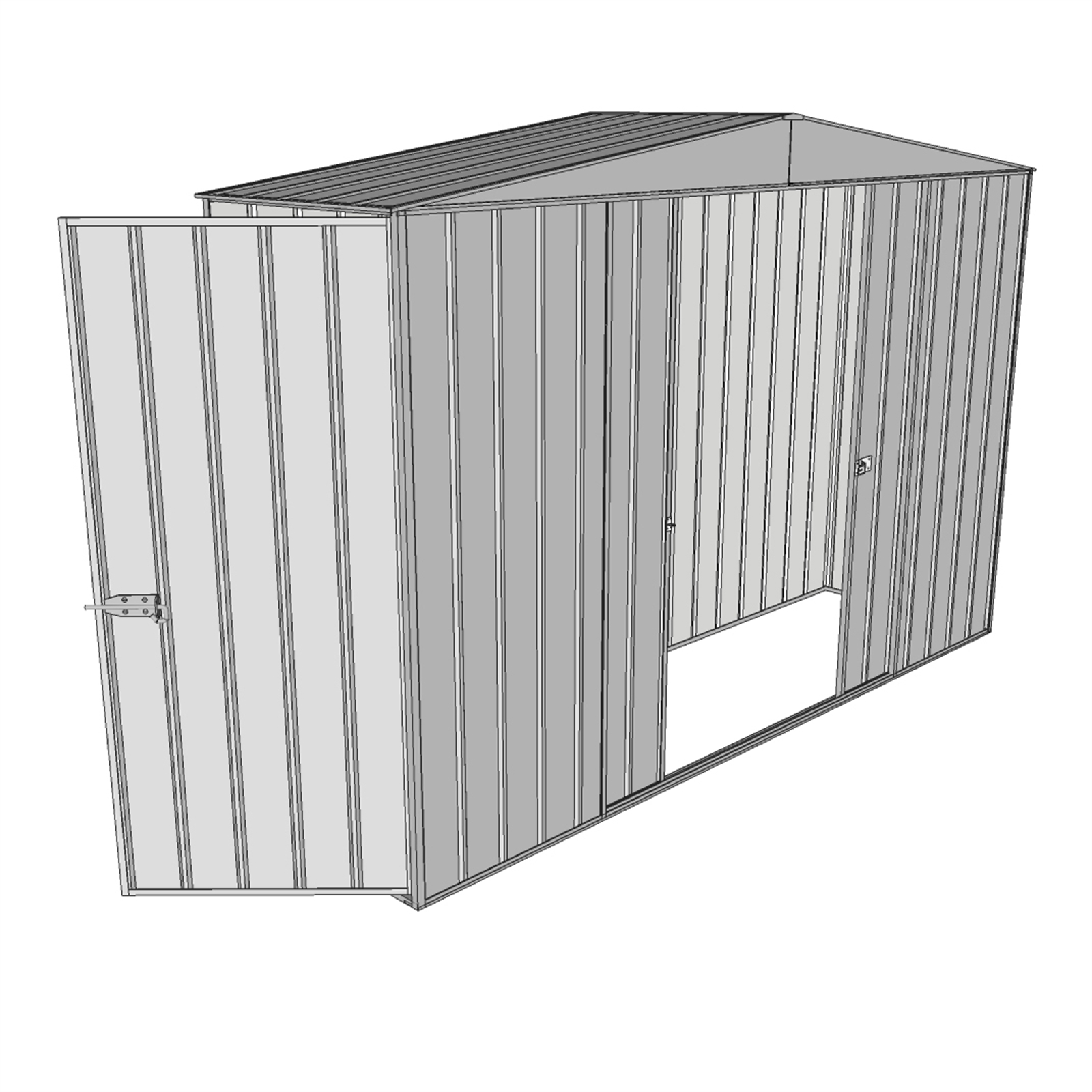 Build-a-Shed 3.0 x 2.3 x 0.8m Zinc Double Sliding and Single Hinge Door Narrow Shed