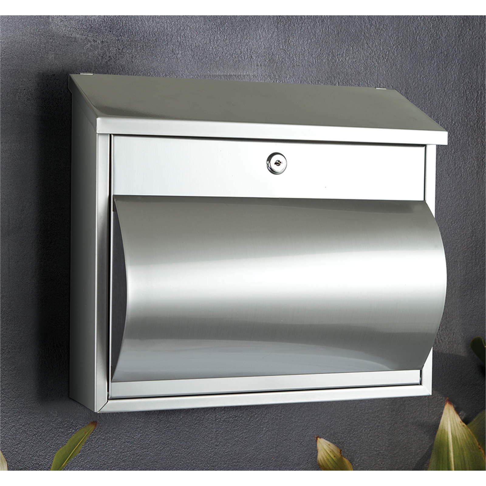 Sandleford 355 x 305 x 105mm Brushed Stainless Steel Comet Letterbox ...