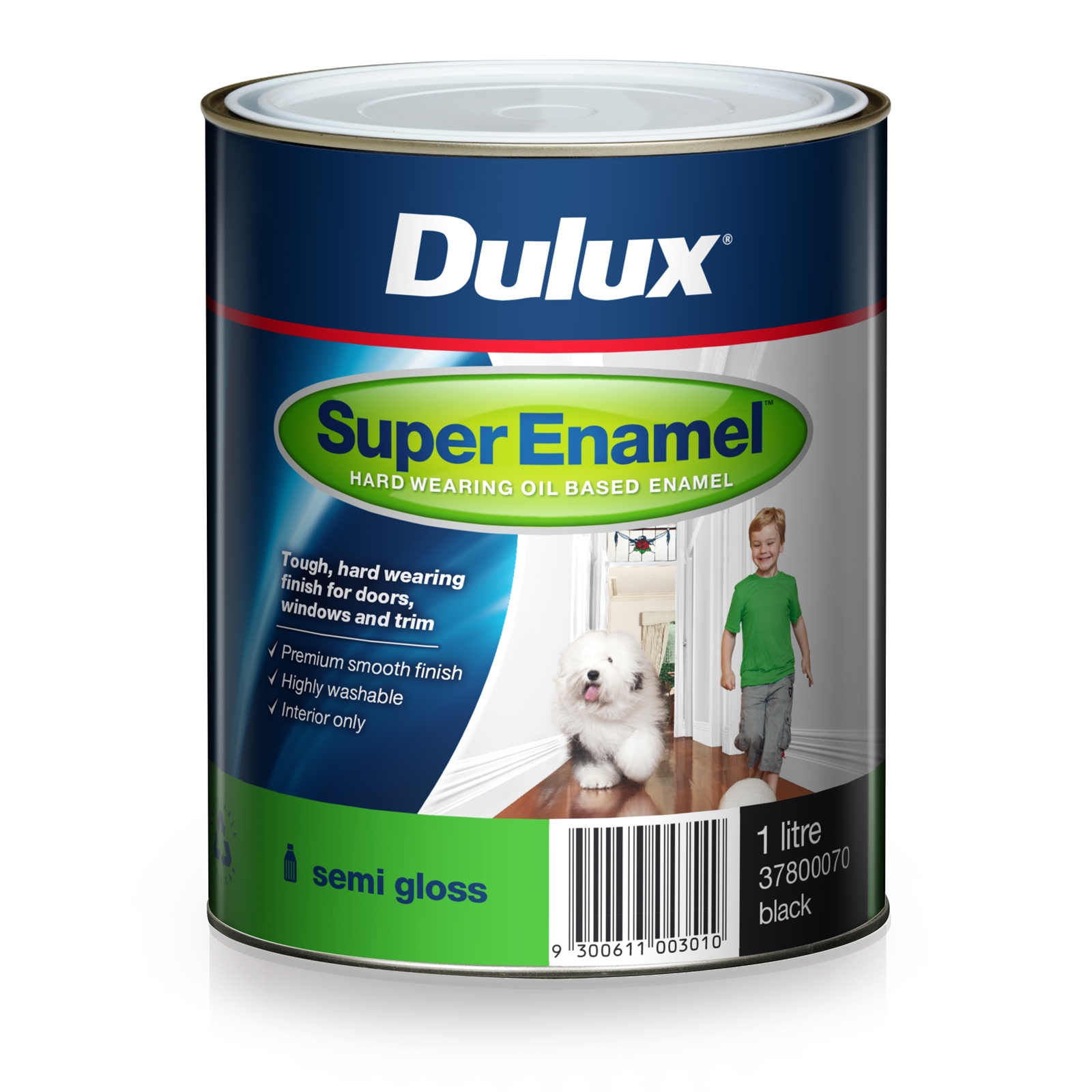 Dulux Super Enamel 1L Semi Gloss Black Enamel Paint