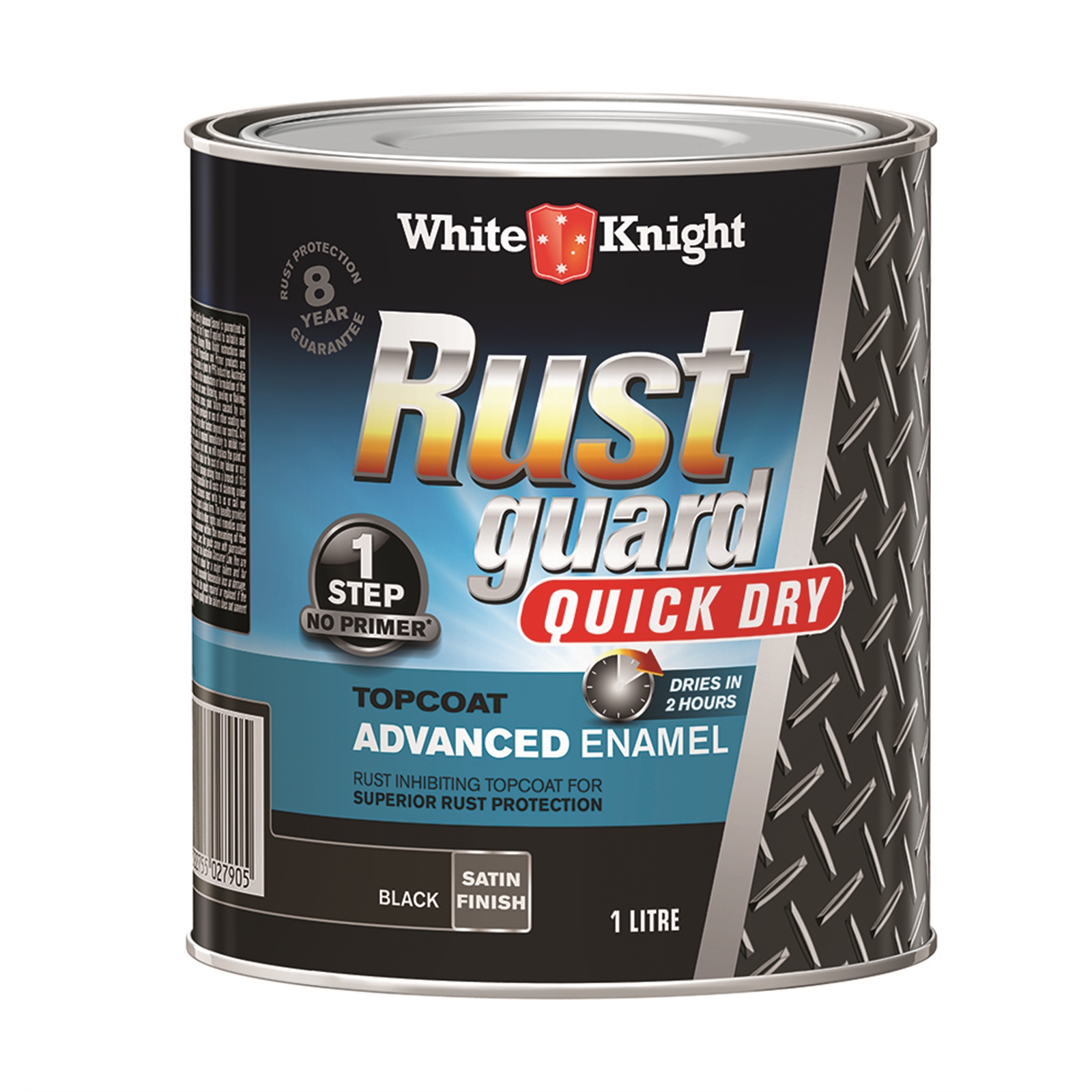 White Knight 1L Rust Guard Quick Dry Advanced Enamel Satin Black