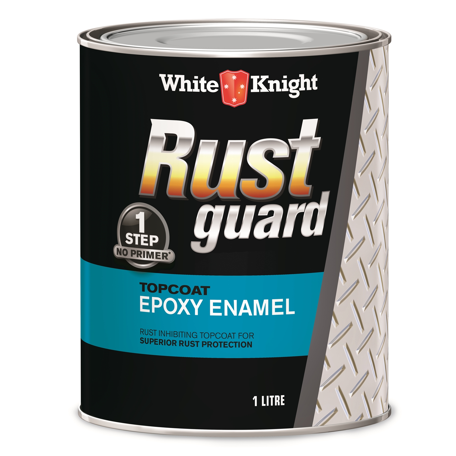 White Knight 1L Flat Black Rust Guard  Epoxy Enamel Paint