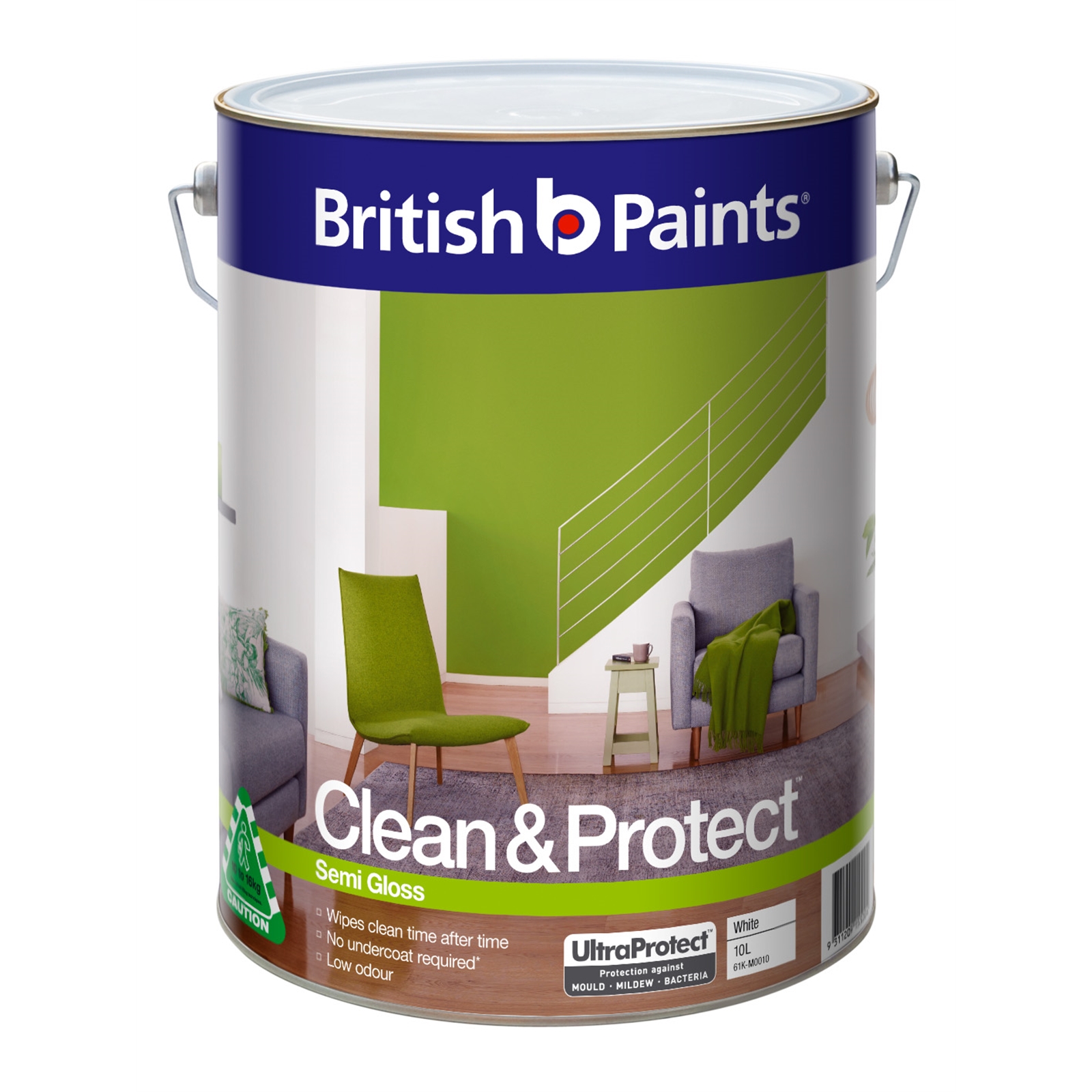 British Paints Clean & Protect 10L Semi Gloss White Interior Paint