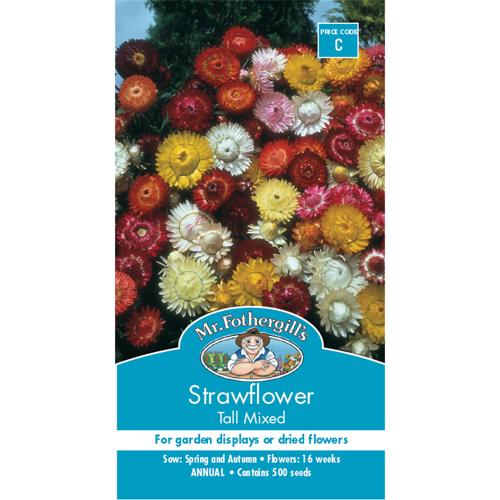 Mr Fothergill's Strawflower Tall Mixed Flower Seeds