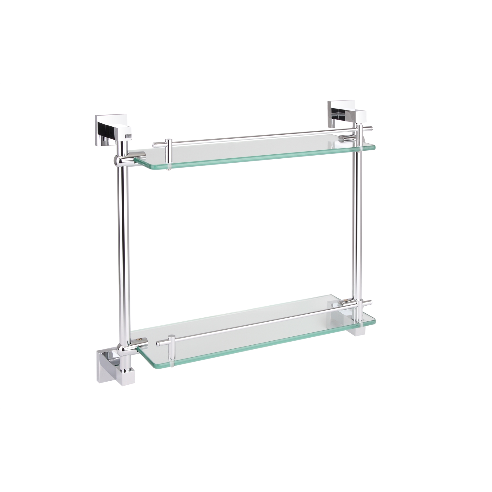 Mondella 420mm Chrome Rococo Double Layer Glass Shelf