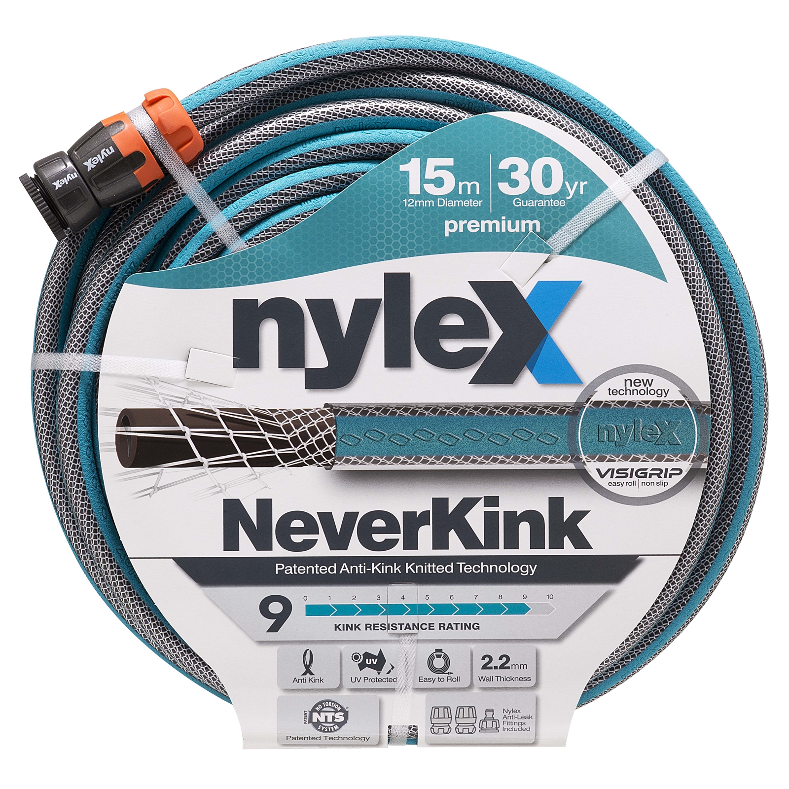Nylex 12mm x 15m NeverKink Garden Hose