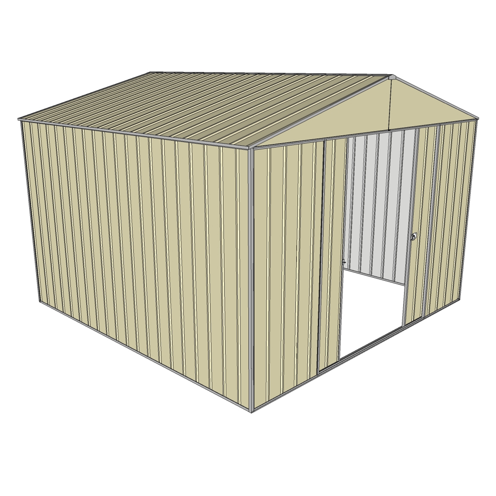 Build-a-Shed 3.0 x 3.0m Cream Double Sliding Door Shed