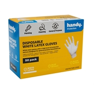 Handy White Disposable Latex Gloves - 50 Pack | Bunnings Warehouse