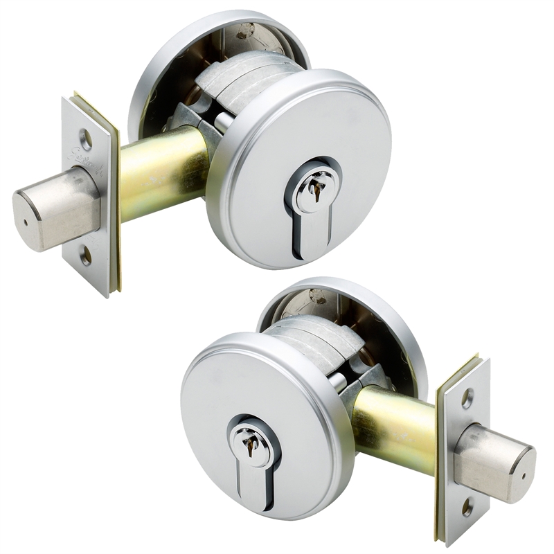 Gainsborough Satin Chrome Double Cylinder Stepped Round Deadbolt