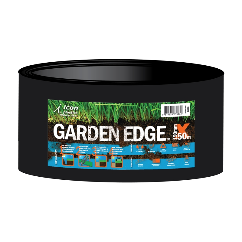 Icon Plastics 150mm 30m Black Garden Edge In 3321003 Bunnings Warehouse